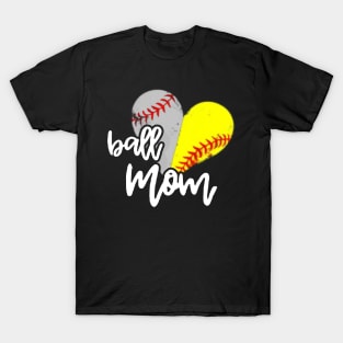 Ball Mom TShirts Funny Softball Baseball Heart Mothers Day T-Shirt